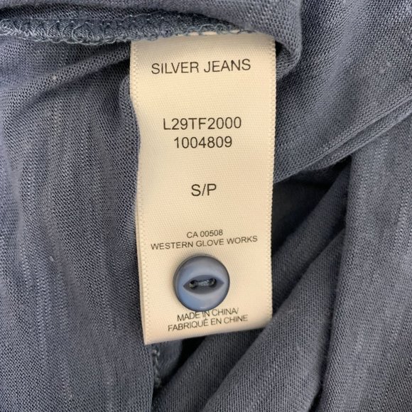 Silver Jeans Small NWT Amelia Tie-Front Crop Top Blue - Picture 8 of 10